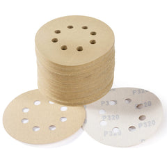 100PCS 5 Inch Sanding Discs 60/80/120/150/220 Grits Hook and Loop 8 Holes Sandpaper