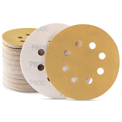 100PCS 5 Inch Sanding Discs 60/80/120/150/220 Grits Hook and Loop 8 Holes Sandpaper