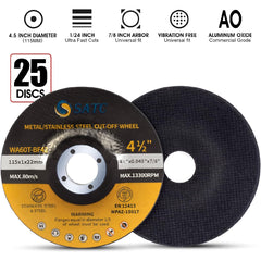 25PCS 4 1/2 Cut Off Wheel Grinder Blades 4-1/2" x .045 x 7/8" Cutting Disc