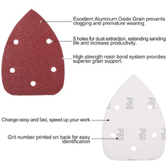Mouse Sand Paper 100PCS Mouse Detail Sander Sandpaper 40/80/120/180/240 Grits 140 * 100mm Detail Sander
