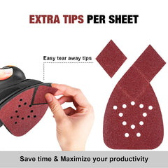 Mouse Sandpaper 50 PCS Mouse Detail Sander Sandpaper with Extra 3 Tips 60/80/120/150/220 Grits