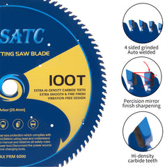 Soft Metal Cutting Saw Blade 12-in Miter Saw Blade 100 Tooth Fine Finishing Saw Blade with 1-in Arbor Circular Saw Blade for Cutting Metals Woods Plastics Steel Ferrous Metals Composites