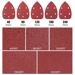 Mouse Sand Paper 100PCS Mouse Detail Sander Sandpaper 40/80/120/180/240 Grits 140 * 100mm Detail Sander