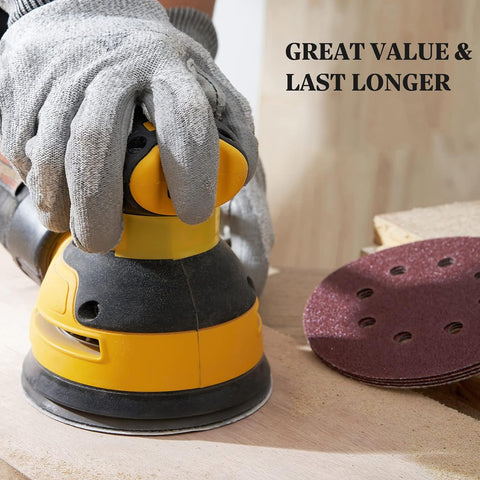 72 PCS 5 Inch 8 Hole Hook and Loop Adhesive Sanding Discs Sandpaper for Random Orbital Sander 40 60 80 120 180 240 320 Grits