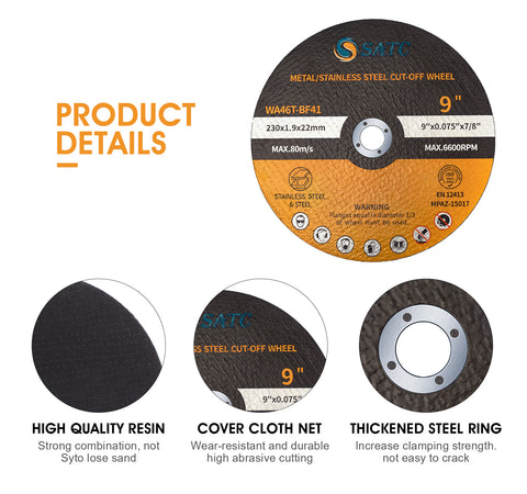 9" Angle Grinder Cutting Wheel 25PCS 9” x .075” x 7/8” Cutting Disc Die Grinder CutOff Wheel Fits Angle Grinder Air Tool - SSATC