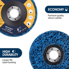 Strip Discs 5PCS Bule Stripping Wheel 4-1/2" x 7/8" Fit Angle Grinder Clean and Remove Paint Rust and Oxidation