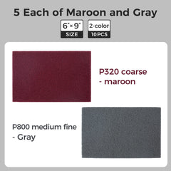 S SATC 6" x 9" 10 Pack General Purpose Scuff Pads,5 Each of Maroon and Gray Automotive Scotch Brite Pads Paint Primer Prep Adhesion Scratch Scuff Pads for Woodworking,Automotive Restoration