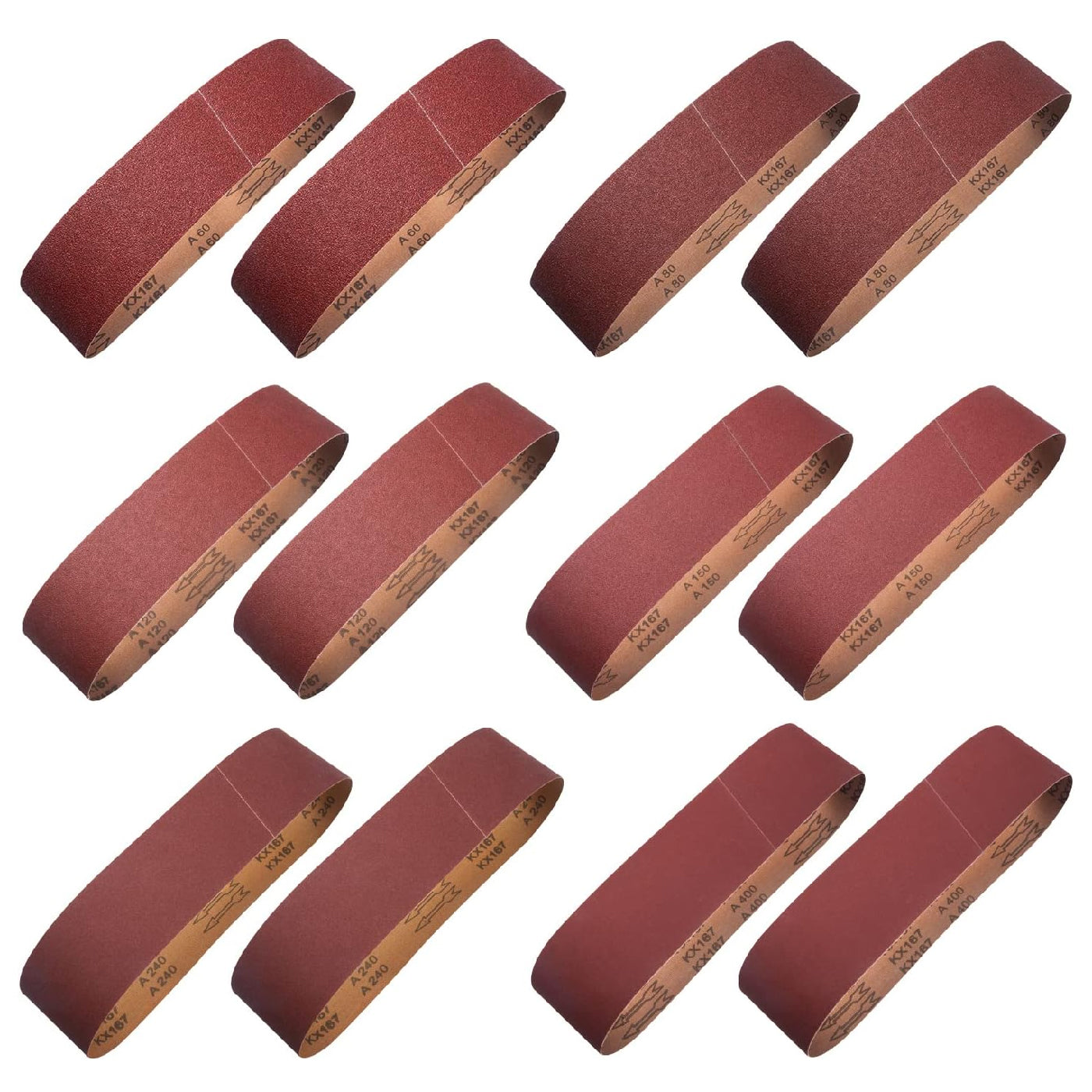 Sanding Belts 4×36-Inch Sanding Belt Belt Sander Belt Sander Paper (2 Each of 60, 80, 120,150,240,400 Grits) Aluminum Oxide 12PCS