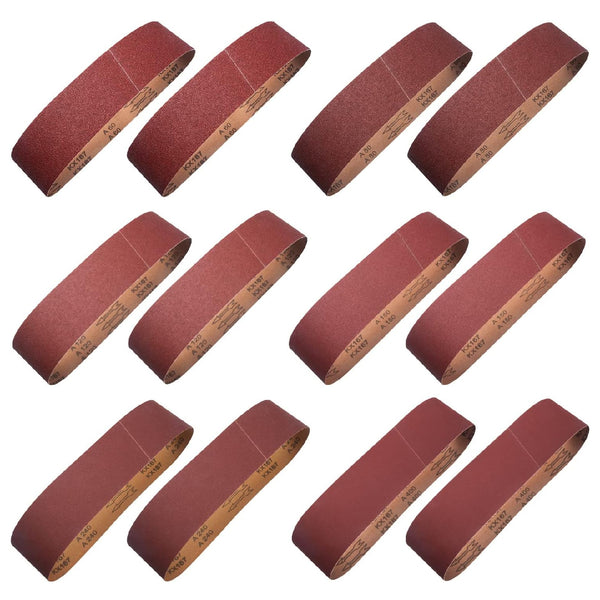 Sanding Belts 4×36-Inch Sanding Belt Belt Sander Belt Sander Paper (2 Each of 60, 80, 120,150,240,400 Grits) Aluminum Oxide 12PCS