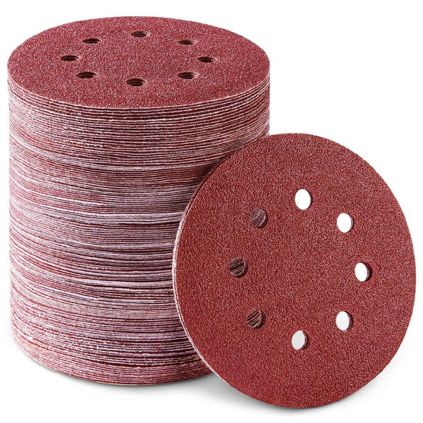 5 inch 8 Holes Dustless Hook and Loop Sanding Discs, 150PCS 60 80 100 120 150 180 240 320 400 600 Grit