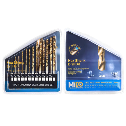 Drill Bit Set 13PCS Titanium Metal Drill Bits 1/16"-1/4" Impact Drill Bit Set for Soft Metal, Wood, and Plastic