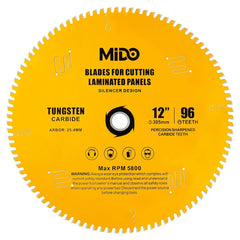 MIDO 12 Inch Miter Saw Blade 96 Teeth Circular Saw Blade 1" Arbor Table Saw Blade
