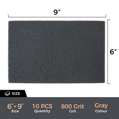 S SATC 6" x 9" Gray General Purpose Scuff Pads,10 Pack Automotive Scotch Brite Pads for Scuffing,Scouring,Sanding,Paint Primer Prep Adhesion Scratch Scuff Pads for Woodworking,Automotive Restoration