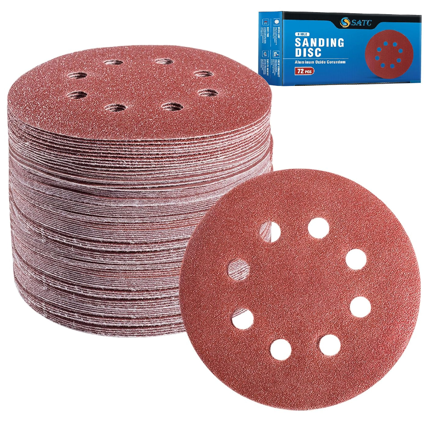 5 Inch Sanding Discs 72 Pack include 40 60 80 120 180 240 320 Grits SATC