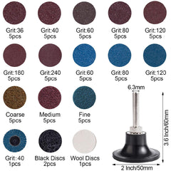 70PCS Sanding Discs Set 2 Inch Roll Lock Quick Change Discs with 1/4 Holder