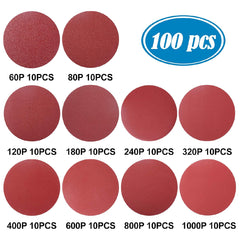 Premium PSA Sanding Discs 6 Inch 100 PCS 60 80 120 180 240 320 400 600 800 1000 Grit Aluminum Oxide Self Stick Adhesive Sanding Discs