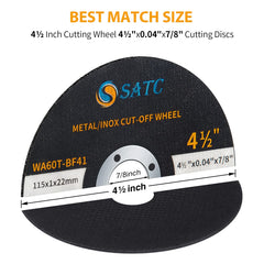 S SATC Cutting Wheel 50 PCS Cut Off Wheel 4.5"x.040"x7/8" Cutting Disc Ultra Thin Metal & Stainless Steel
