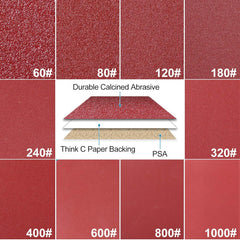 6 Inch 320 Grit Adhesive Sandpaper Discs – 100 Pack / 1 Roll, Sticky Back, Aluminum Oxide, Anti-Clog