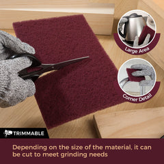 S SATC 6" x 9" 10 Pack General Purpose Scuff Pads,5 Each of Maroon and Gray Automotive Scotch Brite Pads Paint Primer Prep Adhesion Scratch Scuff Pads for Woodworking,Automotive Restoration