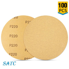 S SATC 100 PCS PSA Sanding Discs 6 Inch 220 Grit Aluminum Oxide
