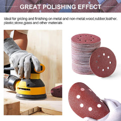 5 inch 8 Holes Dustless Hook and Loop Sanding Discs, 150PCS 60 80 100 120 150 180 240 320 400 600 Grit