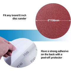 Premium PSA Sanding Discs 6 Inch 100 PCS 60 80 120 180 240 320 400 600 800 1000 Grit Aluminum Oxide Self Stick Adhesive Sanding Discs