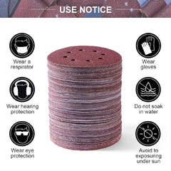 5 inch 8 Holes Dustless Hook and Loop Sanding Discs, 150PCS 60 80 100 120 150 180 240 320 400 600 Grit