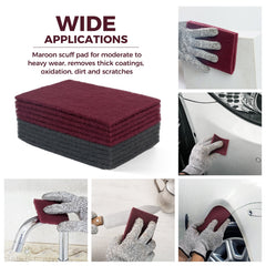 S SATC 6" x 9" 10 Pack General Purpose Scuff Pads,5 Each of Maroon and Gray Automotive Scotch Brite Pads Paint Primer Prep Adhesion Scratch Scuff Pads for Woodworking,Automotive Restoration