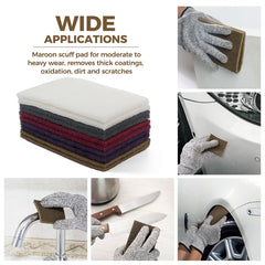 S SATC 6" x 9" 10 Pack General Purpose Scuff Pads,2 Each Maroon,Gray,Gold,Purple and White Scuff Pads for Scuffing,Scouring,Sanding,Paint Primer Prep Adhesion Scratch for Automotive Restoration