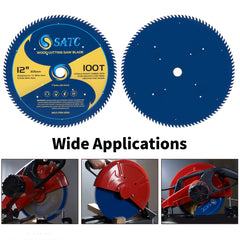 Soft Metal Cutting Saw Blade 12-in Miter Saw Blade 100 Tooth Fine Finishing Saw Blade with 1-in Arbor Circular Saw Blade for Cutting Metals Woods Plastics Steel Ferrous Metals Composites