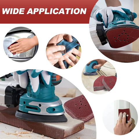Sanding Pads 50 PCS Mouse Sander Sandpaper Assorted 60/80/120/150/220 Grits Palm Sander Sandpaper 12 Hole Mouse Sandpaper