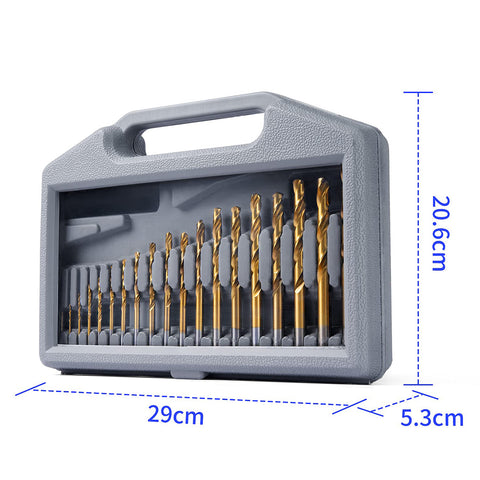 Titanium Drill Bit Set Metal Drill Bits for Hardened Steel Wood Impact Driver 19 PCS Drill Bits Sets with Case HSS Drill bit Set 135 Degree