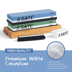 Knife Sharpening Stone Set 4 Side Grit 400/1000 3000/8000, Sharpening Stone Set with Non-slip Bamboo Base