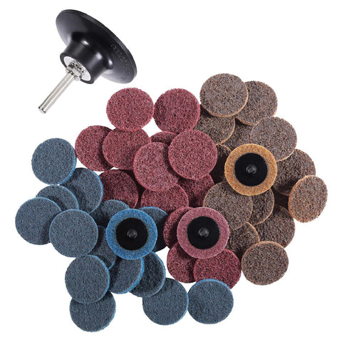 46PCS Roloc Discs 2 Inch Roll Lock Quick Change Discs 1pc 1/4'' Holder Surface Conditioning Discs Fine Medium Coarse