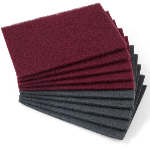 S SATC 6" x 9" 10 Pack General Purpose Scuff Pads,5 Each of Maroon and Gray Automotive Scotch Brite Pads Paint Primer Prep Adhesion Scratch Scuff Pads for Woodworking,Automotive Restoration