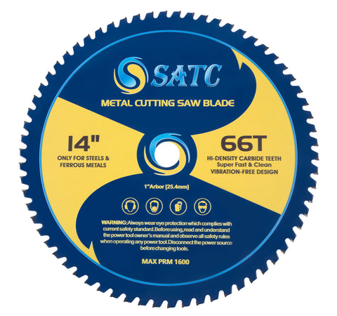 14-in Circular Saw Blade 66 Tooth Fine Finishing Metal Cutting Blade with 1-in Arbor for Cutting Soft Metals Wood Plastic Steel Ferrous Metals Composites - SSATC