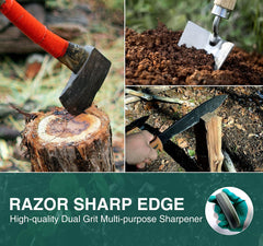 Set of 2 Dual Grit Multi-Purpose Sharpener and Rectangular Cut Axe