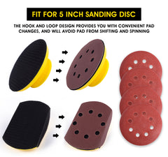 Hand Sanding Block 5 Inch Hook and Loop Hand Sanding Pad Round and Mouse-shaped Hand Sanding Holder for 5 Inch Hook and Loop Discs, 2 PCS - SSATC