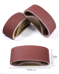 Belt Sander 20PCS 3x18 Sanding Belt Sanding Belts Belt Sander Paper (3 Each of 60, 80, 120,150,240,400 Grits, 2 of 40 Grits) Aluminum Oxide - SSATC